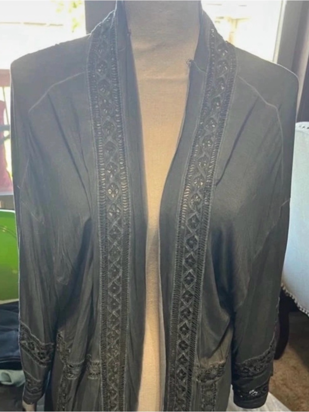 POL charcoal Open-Front Women's Cardigan